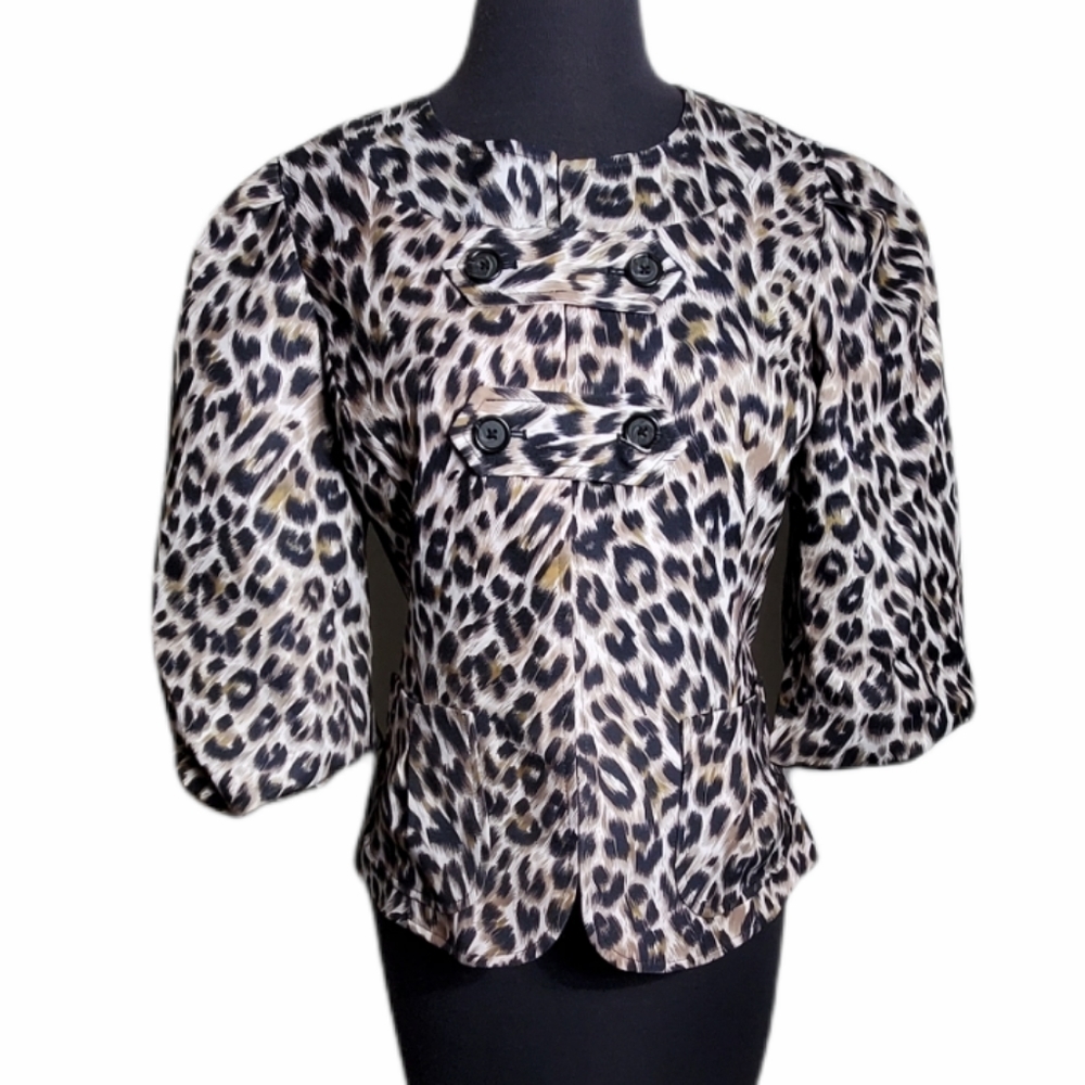 S&D cheetah print puff sleeve blazer size medium
